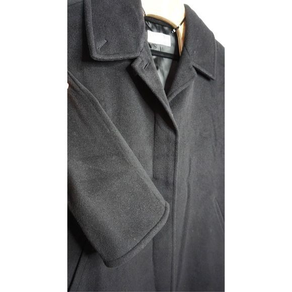 Max Mara Single Breasted Concealed‎ Buttons Long Black Wool Coat US 12 Women's - Picture 5 of 12
